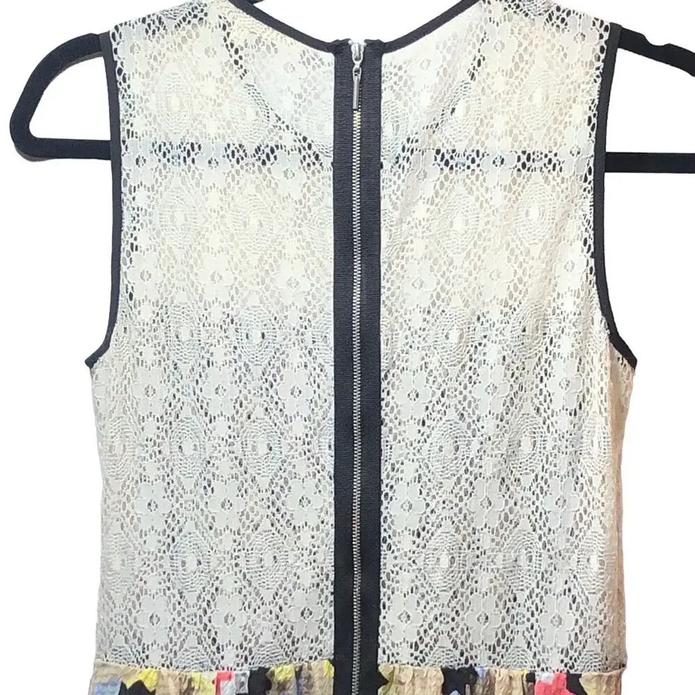 128. RACHEL Rachel Roy Geometric Lace Sleeveless Dress Womens Size 4 Fit & Flare - Picture 4 of 11